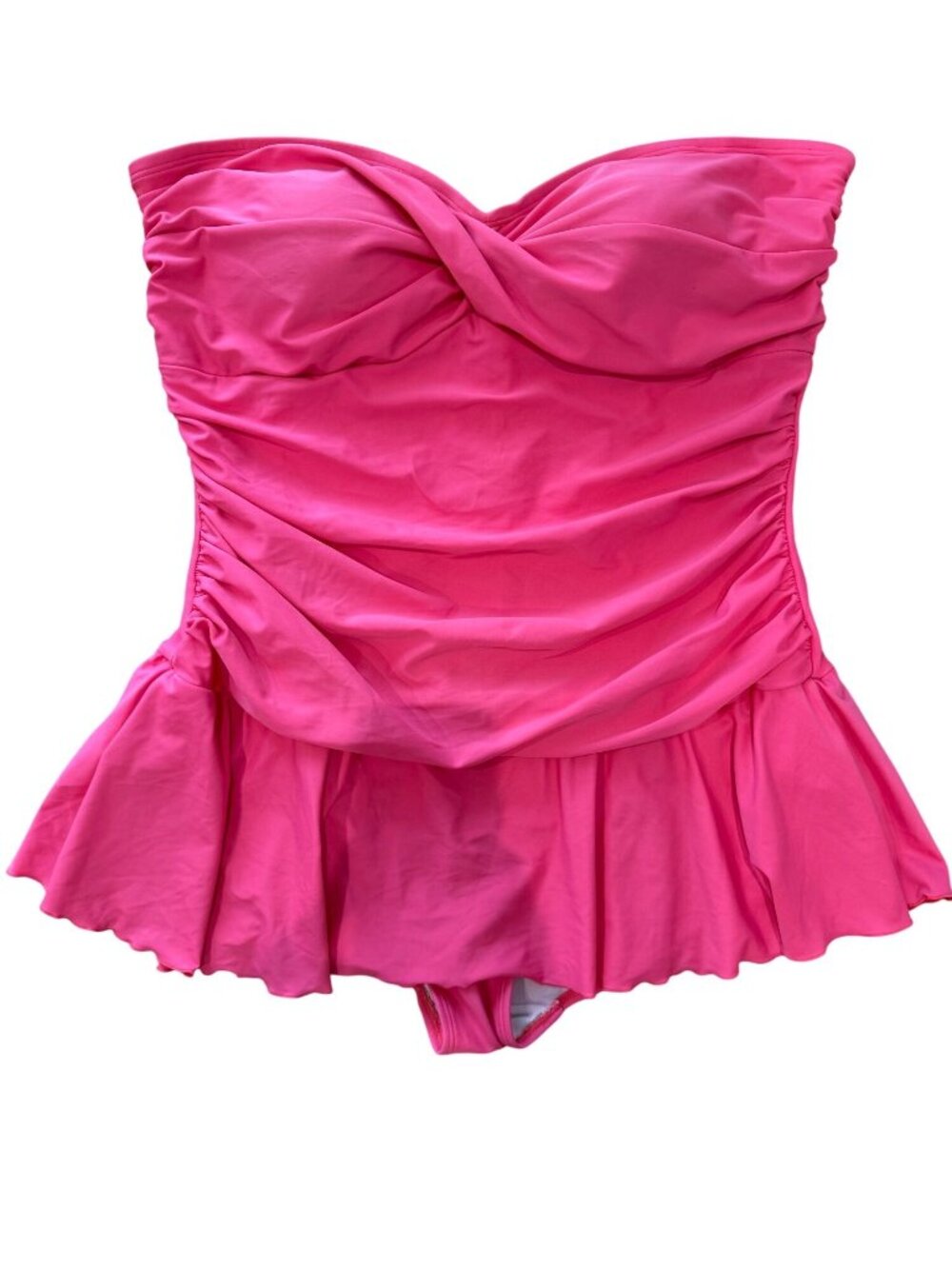 Always For Me Chic Solids Swim Dress Size 24W Hot Pink Strapless Ruched One-Piec